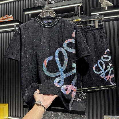 Light Luxury Distressed Colorful Sequin T-Shirt
