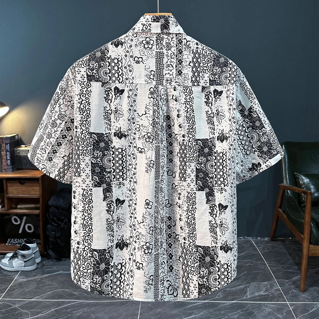 Retro Pattern Lapel Shirt