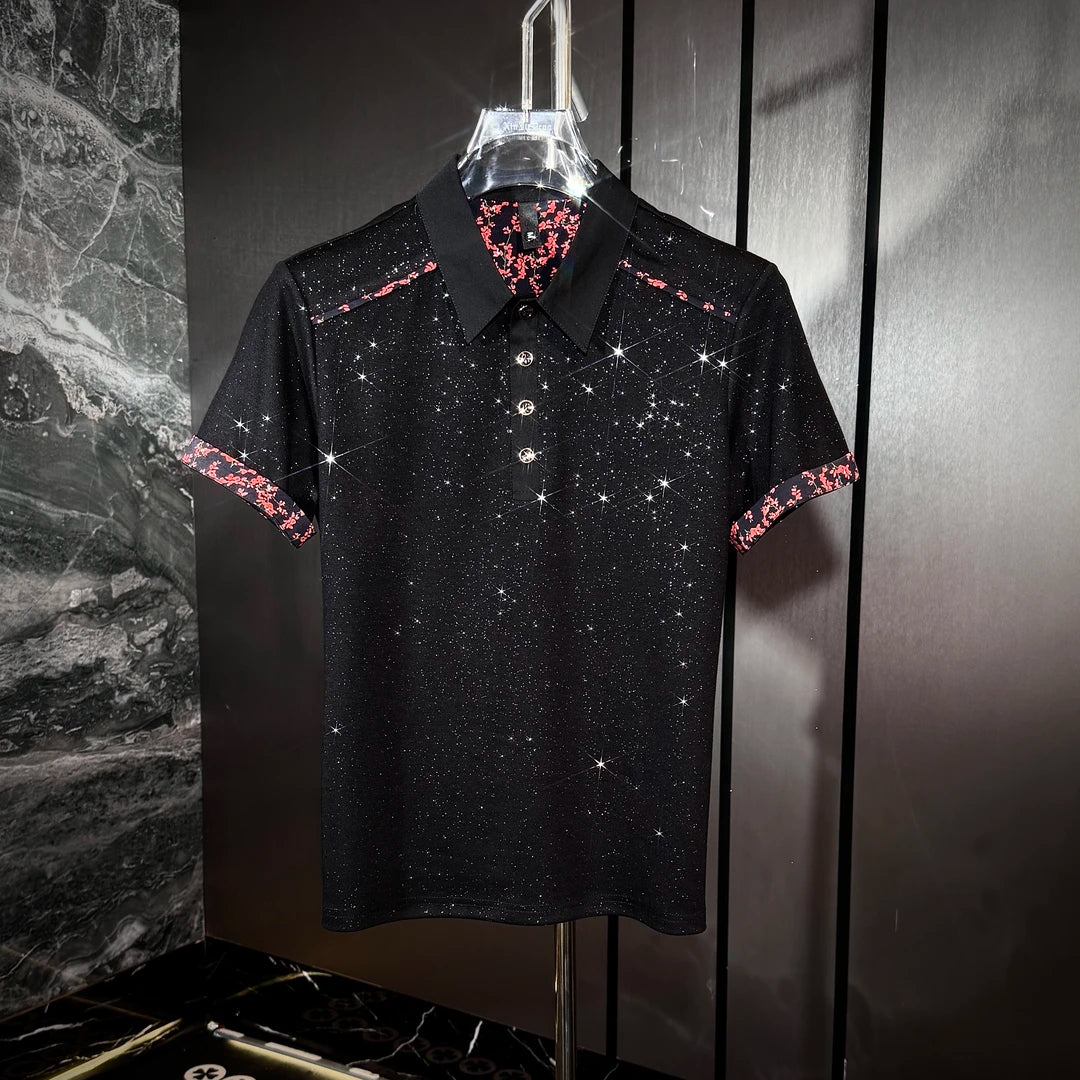 Red Flower Cuff Polo Shirt