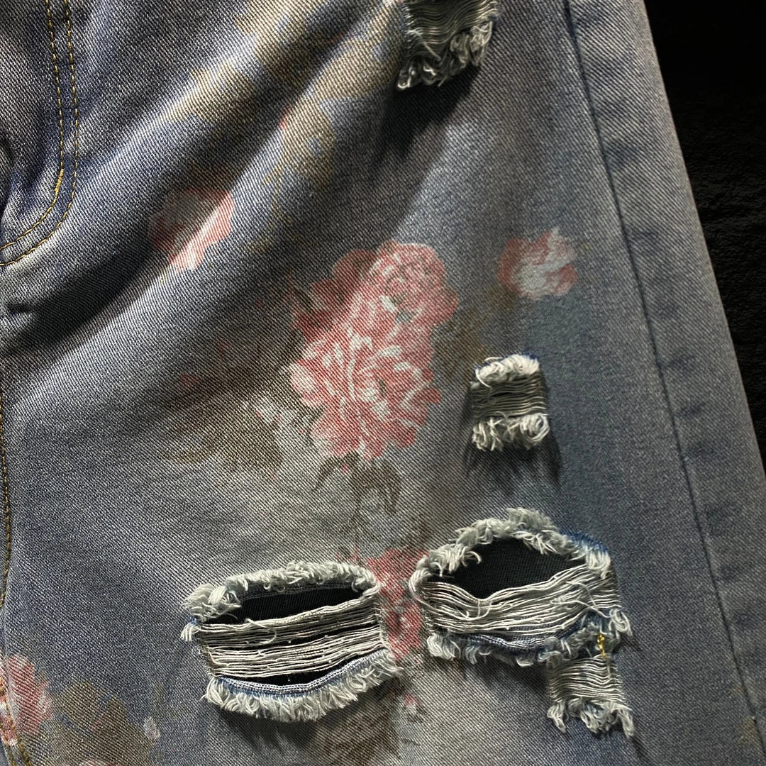 Pink Butterfly Ripped Short