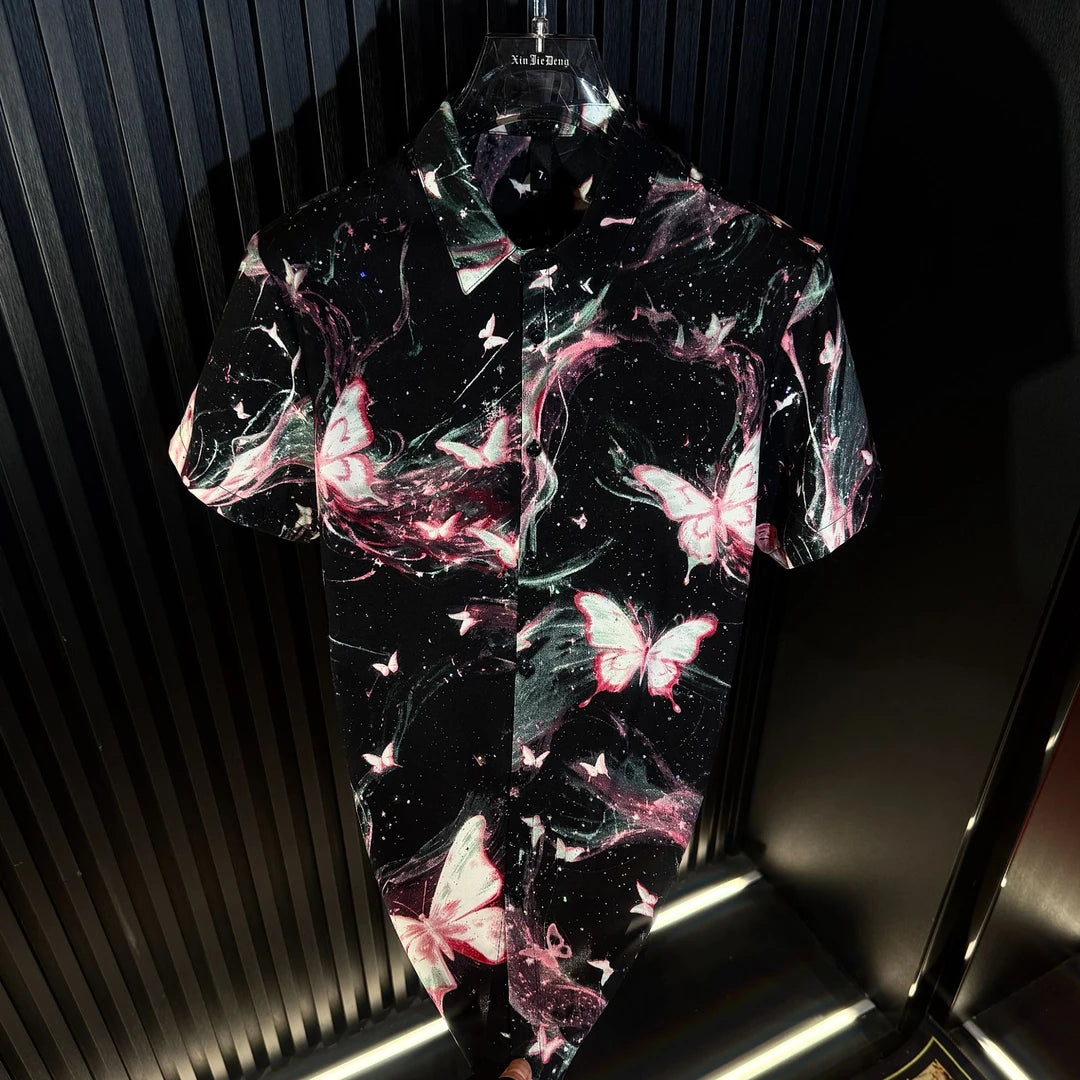 Purple Butterfly Print Shirt