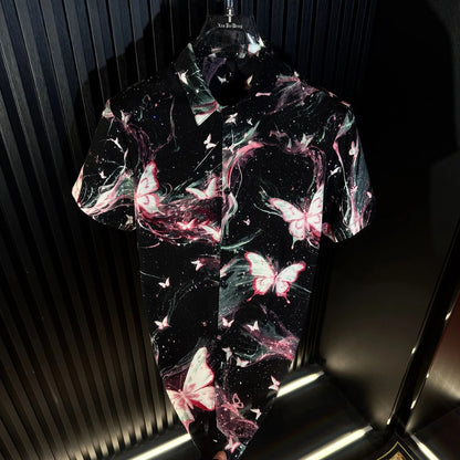 Purple Butterfly Print Shirt