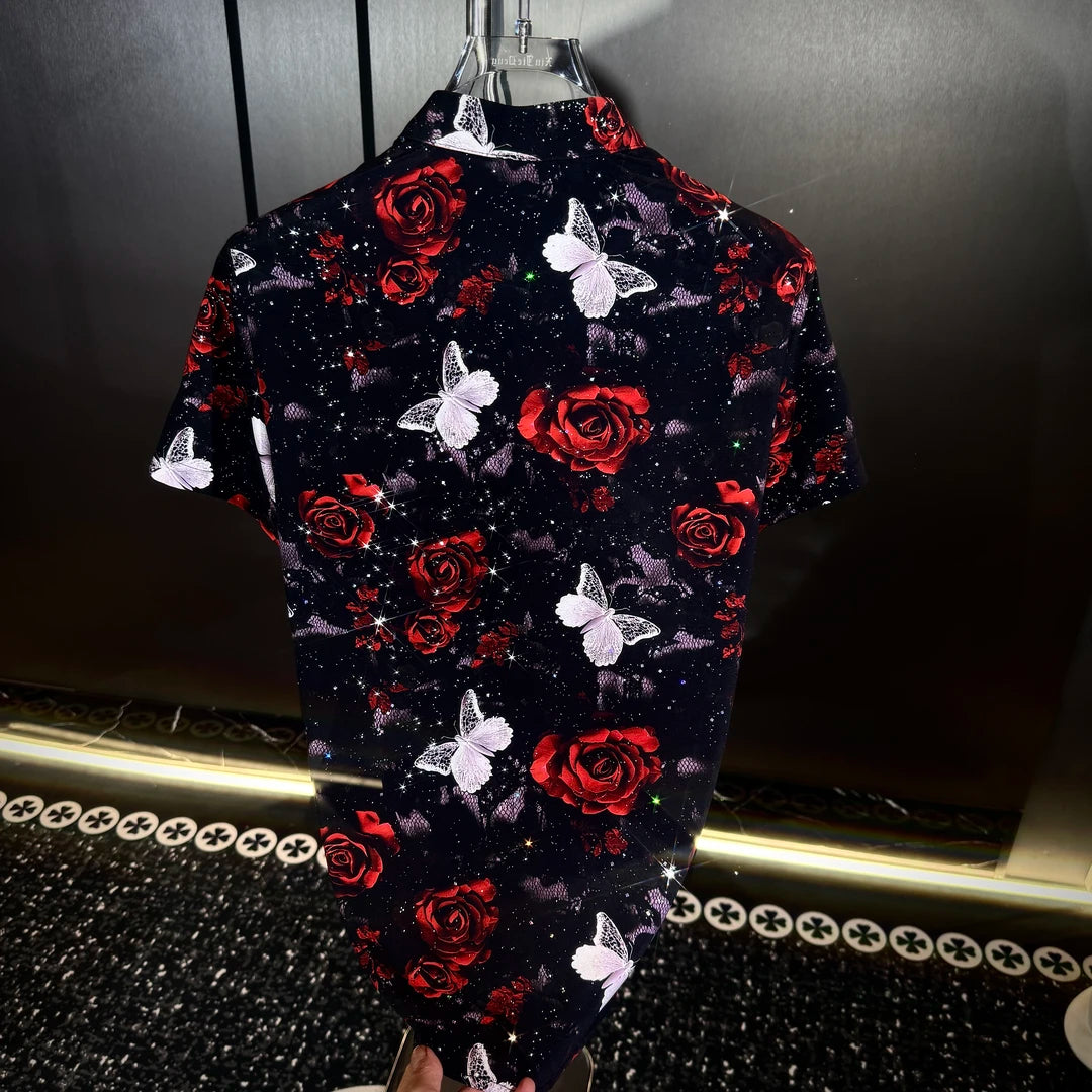 Butterfly & Rose Rhinestone Shirt