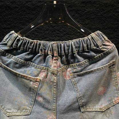 Pink Butterfly Ripped Short