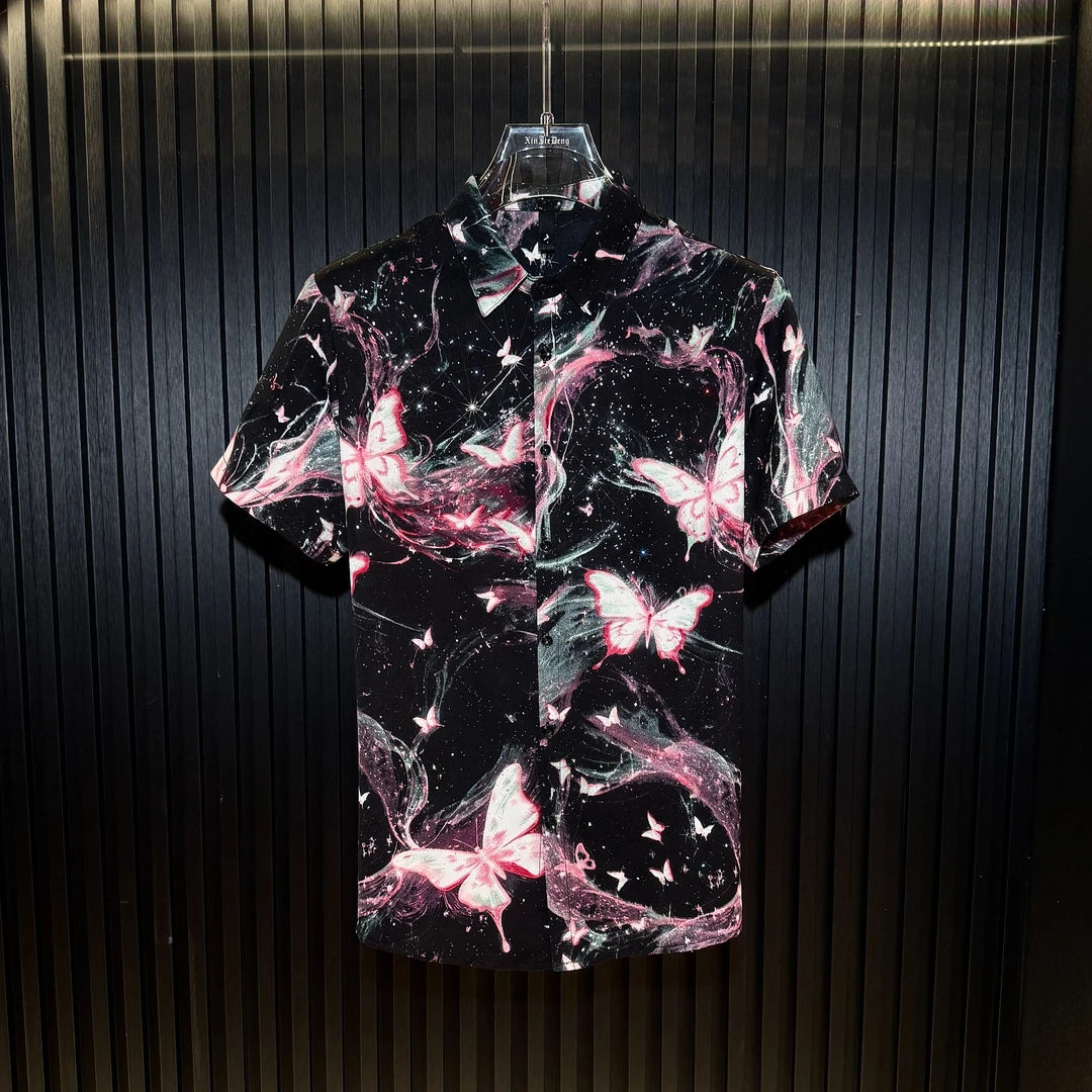 Purple Butterfly Print Shirt