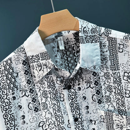 Retro Pattern Lapel Shirt