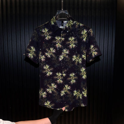 Green Pattern Rhinestone Shirt