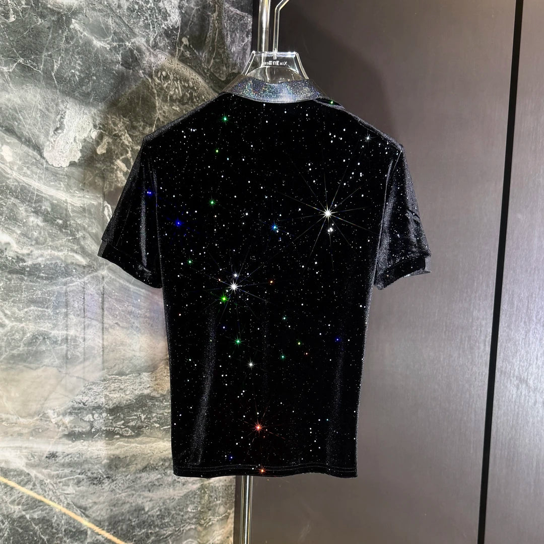 Star Gradient Collar Polo Shirt