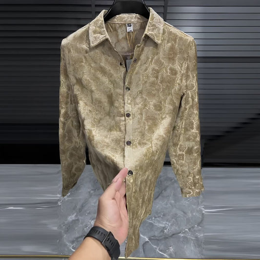 Luxury gold-threaded floral shirt