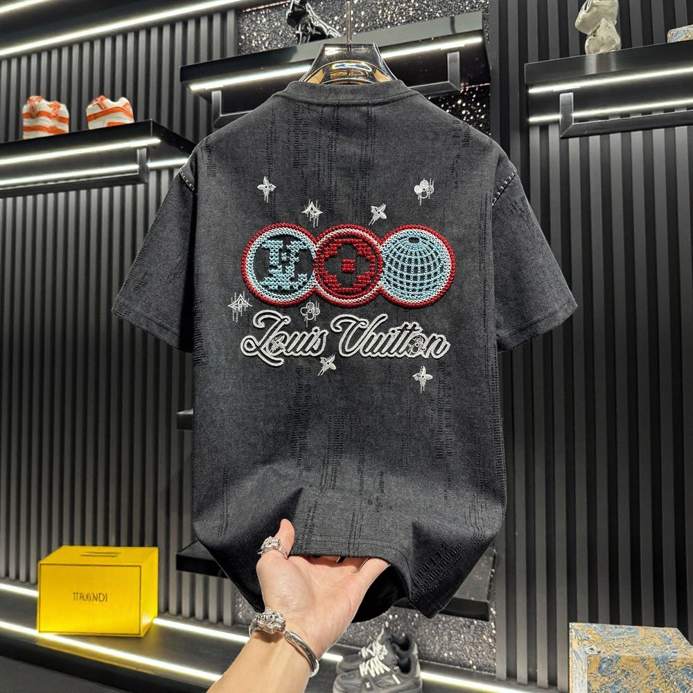 Luxury Embroidered Ripped Short-Sleeve T-Shirt
