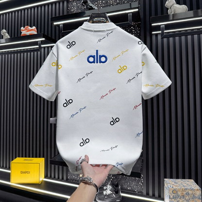 Embroidered Print Crew Neck Short Sleeve