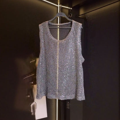 Hollow-out sequined vest