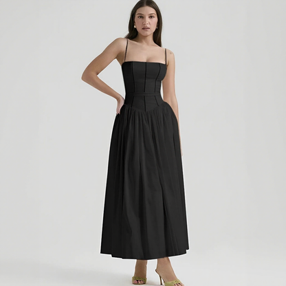 Elegant & Soft Floral Slimming Spaghetti Strap Midi Dress