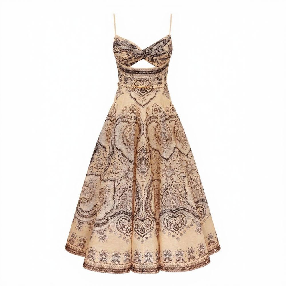V-Neck Cutout Floral Sleeveless Slim Fit Cami Dress