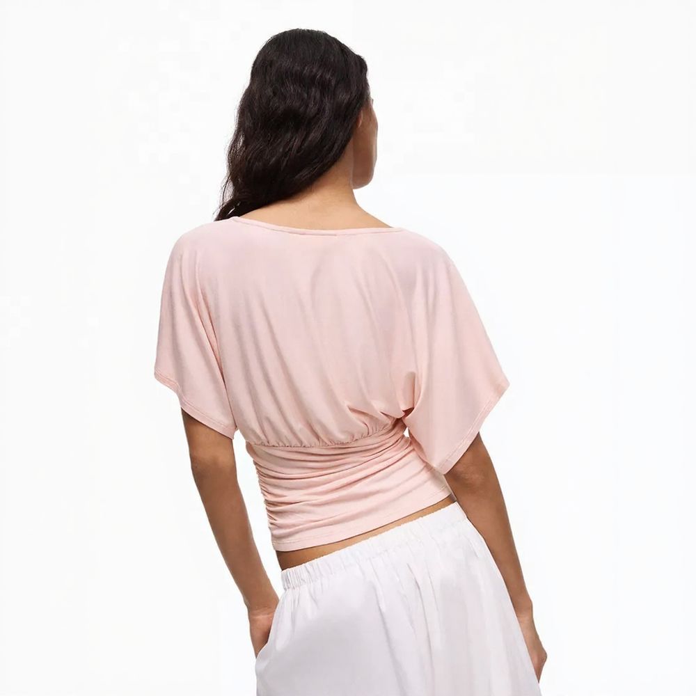 Ruched V-neck T-shirt