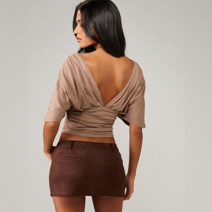 Ruched V-neck T-shirt