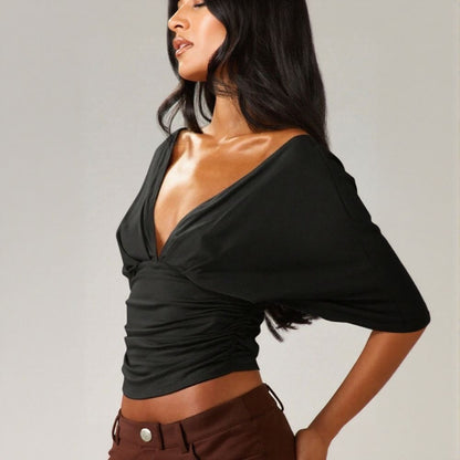 Ruched V-neck T-shirt