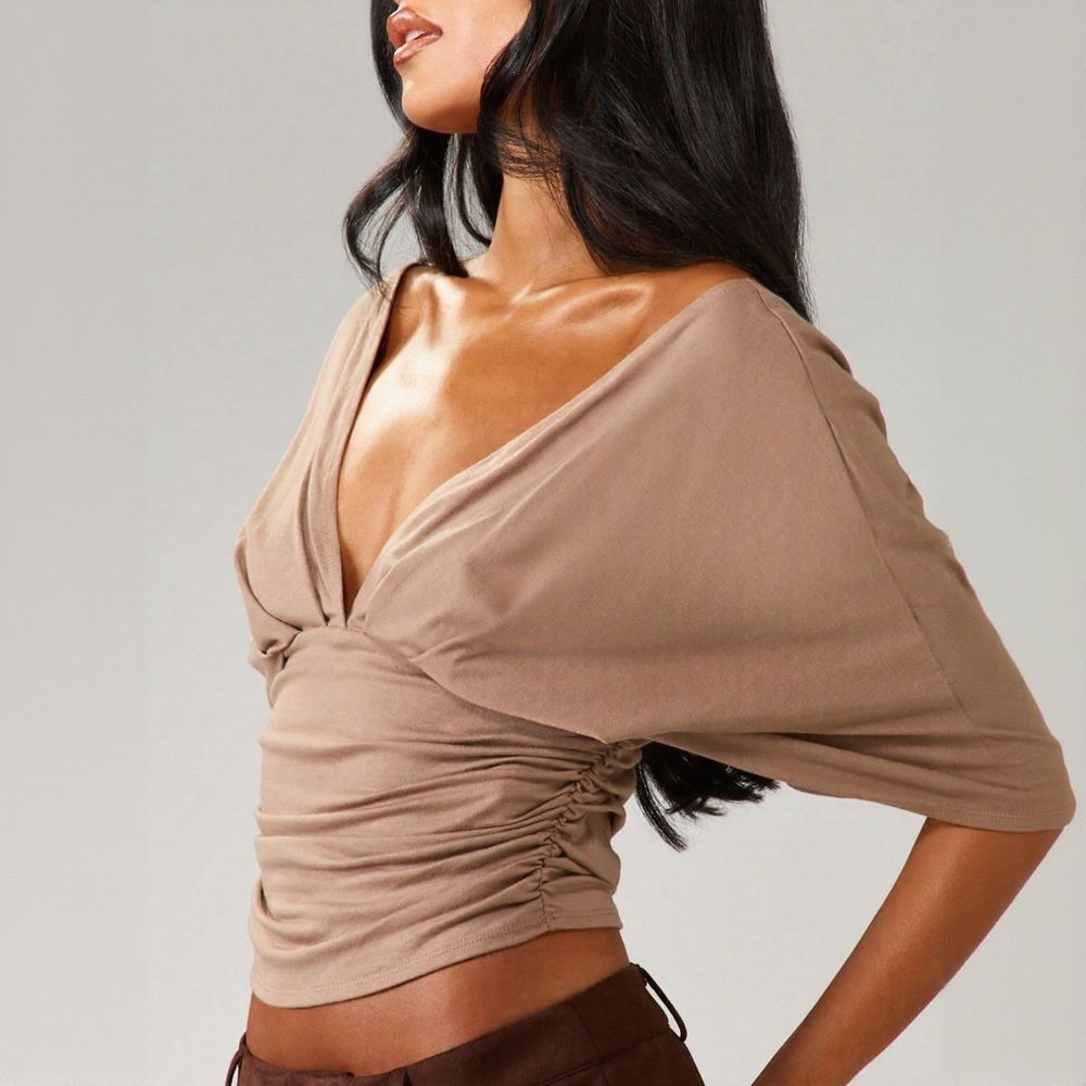 Ruched V-neck T-shirt