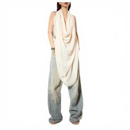 Round Neck Sleeveless Backless Blouse