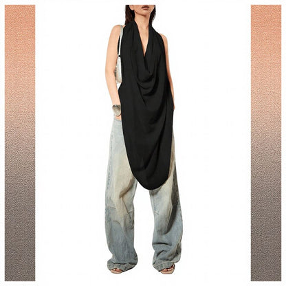 Round Neck Sleeveless Backless Blouse