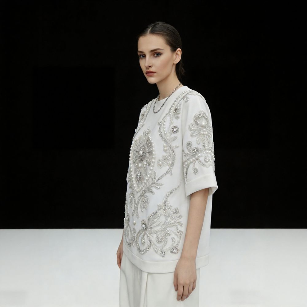 Beaded Print Top
