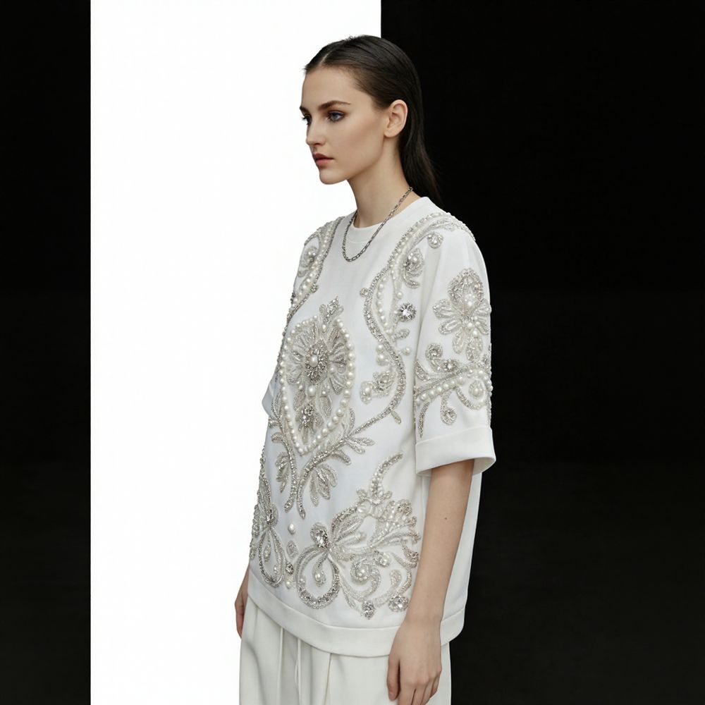 Beaded Print Top
