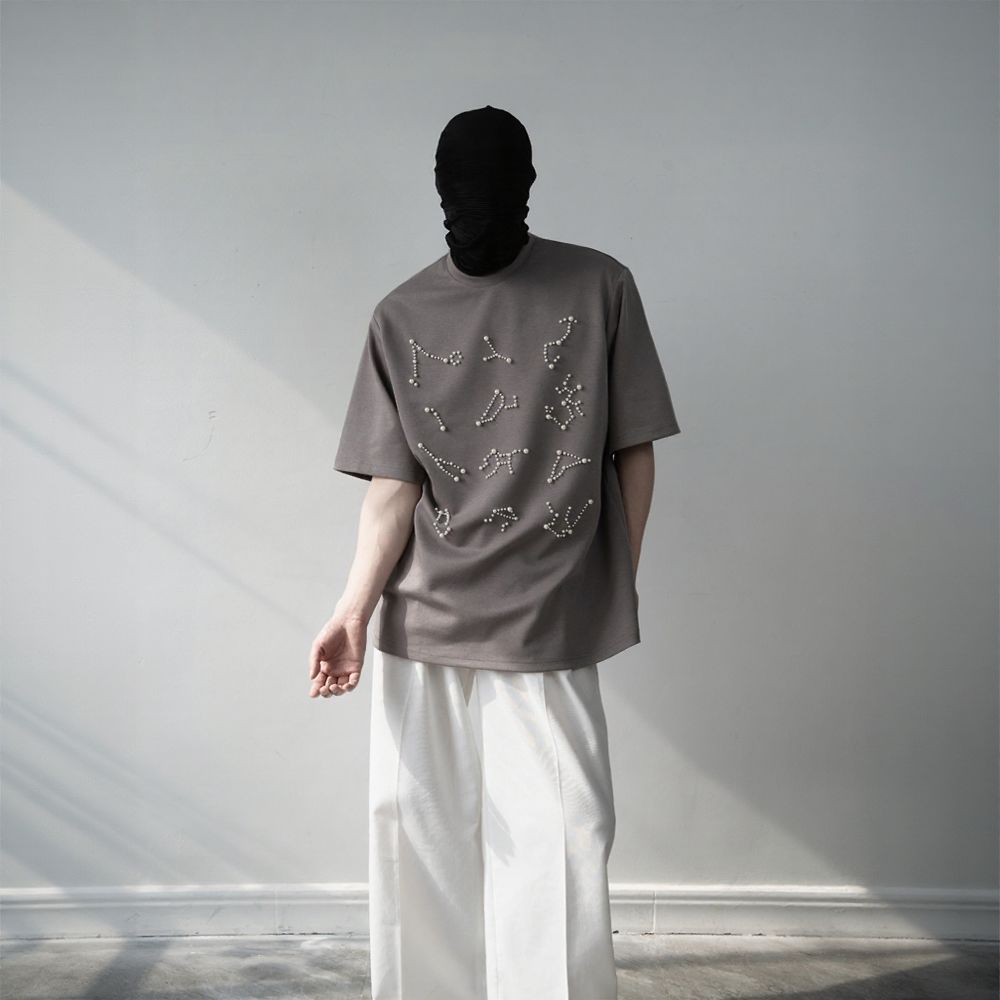 Constellation Beaded Short Sleeve Top