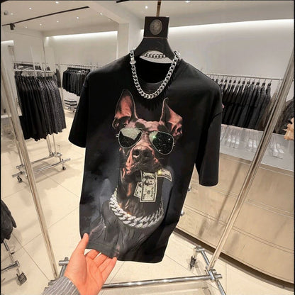 Doberman Rhinestone Short Sleeve Top