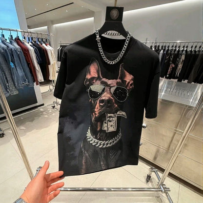 Doberman Rhinestone Short Sleeve Top