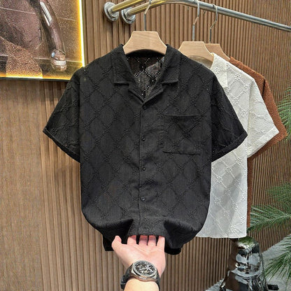 Solid Color Floral Embroidered Shirt