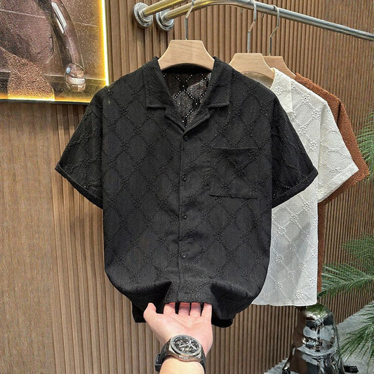 Solid Color Floral Embroidered Shirt