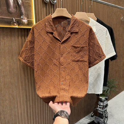 Solid Color Floral Embroidered Shirt