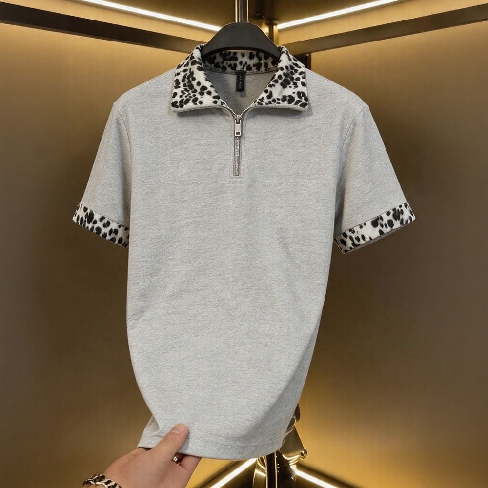 Leopard Collar Polo Shirt