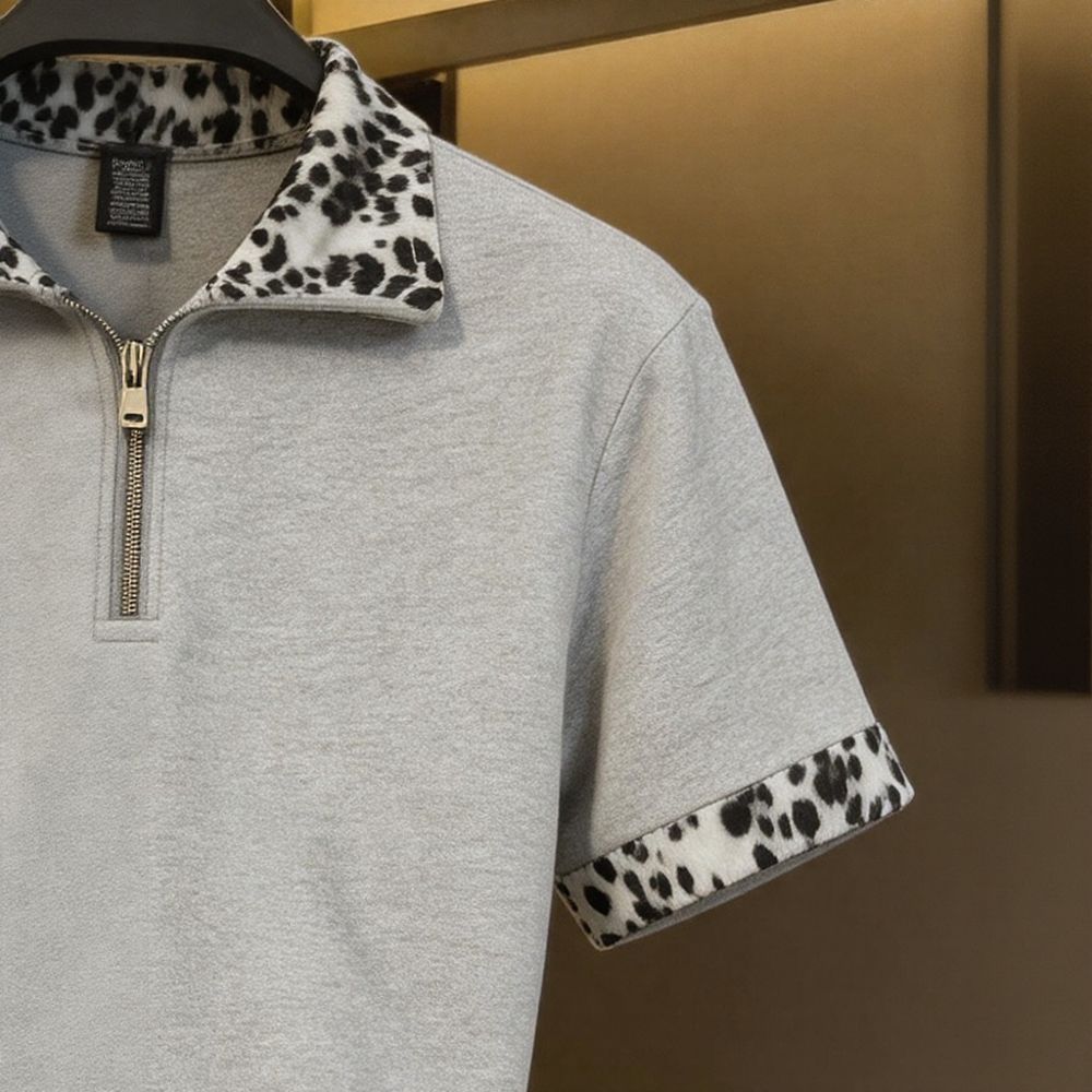 Leopard Collar Polo Shirt