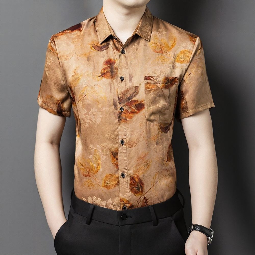 Fallen Leaf Pattern Luxury Business Shirt