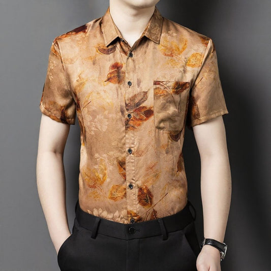 Fallen Leaf Pattern Luxury Business Shirt