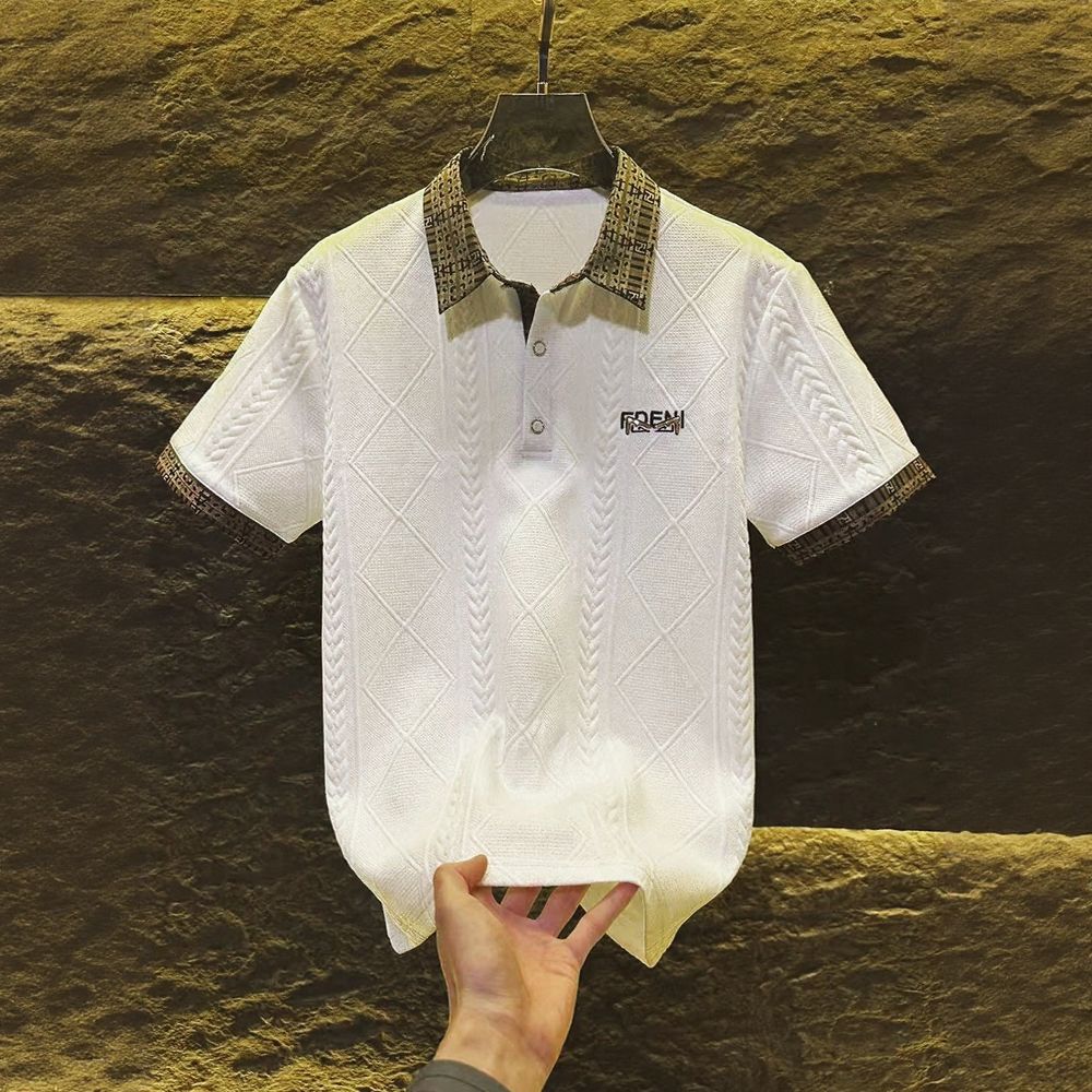 Wheat Ear Subtle Pattern Polo Shirt
