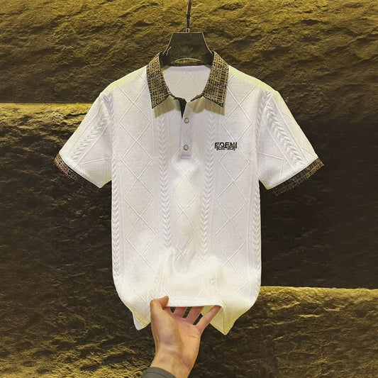 Wheat Ear Subtle Pattern Polo Shirt