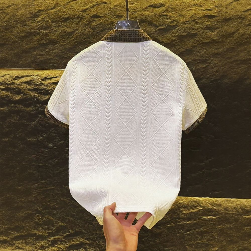Wheat Ear Subtle Pattern Polo Shirt