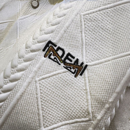Wheat Ear Subtle Pattern Polo Shirt