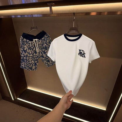Luxury Letter Pattern Short Sleeve & Casual Shorts Set