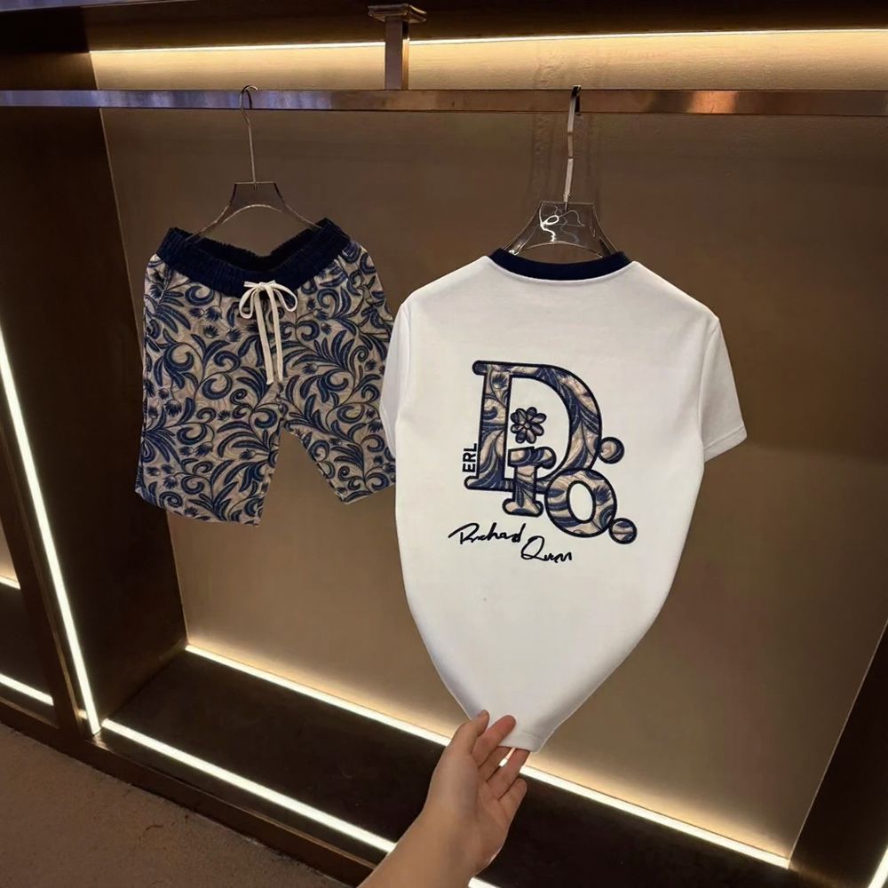 Luxury Letter Pattern Short Sleeve & Casual Shorts Set