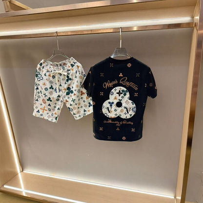 Leaf Pattern T‑Shirt & Shorts Set