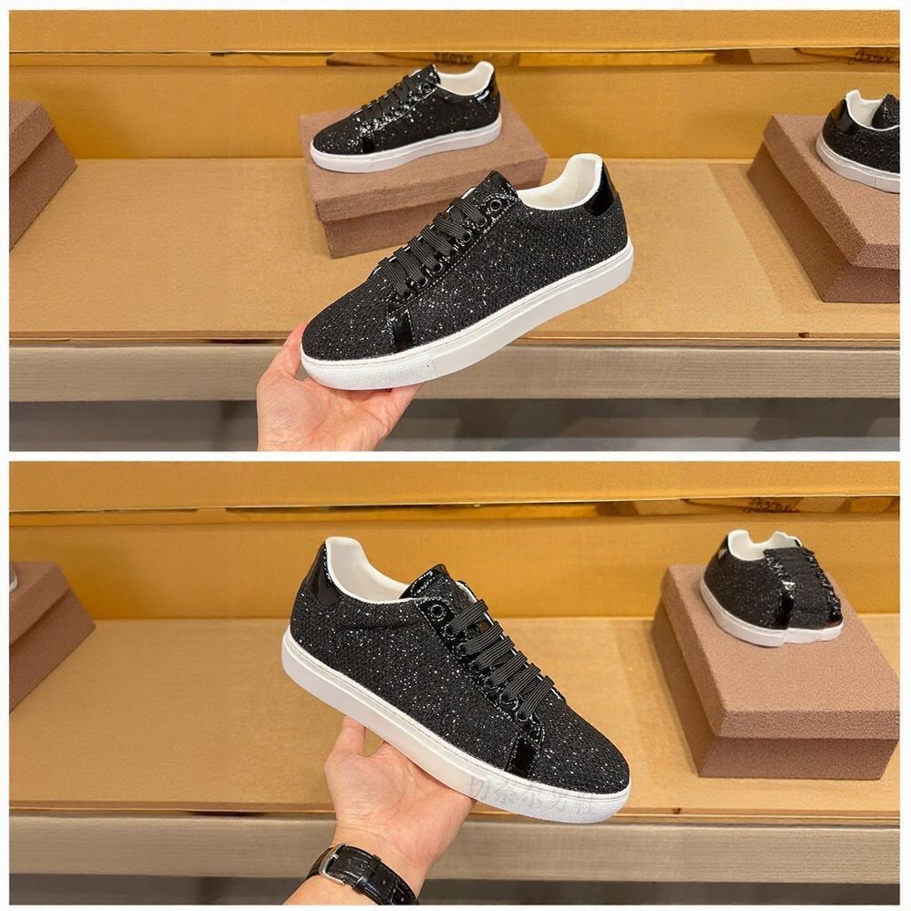 Luxury Rhinestone Casual Sneakers with Red Outsole