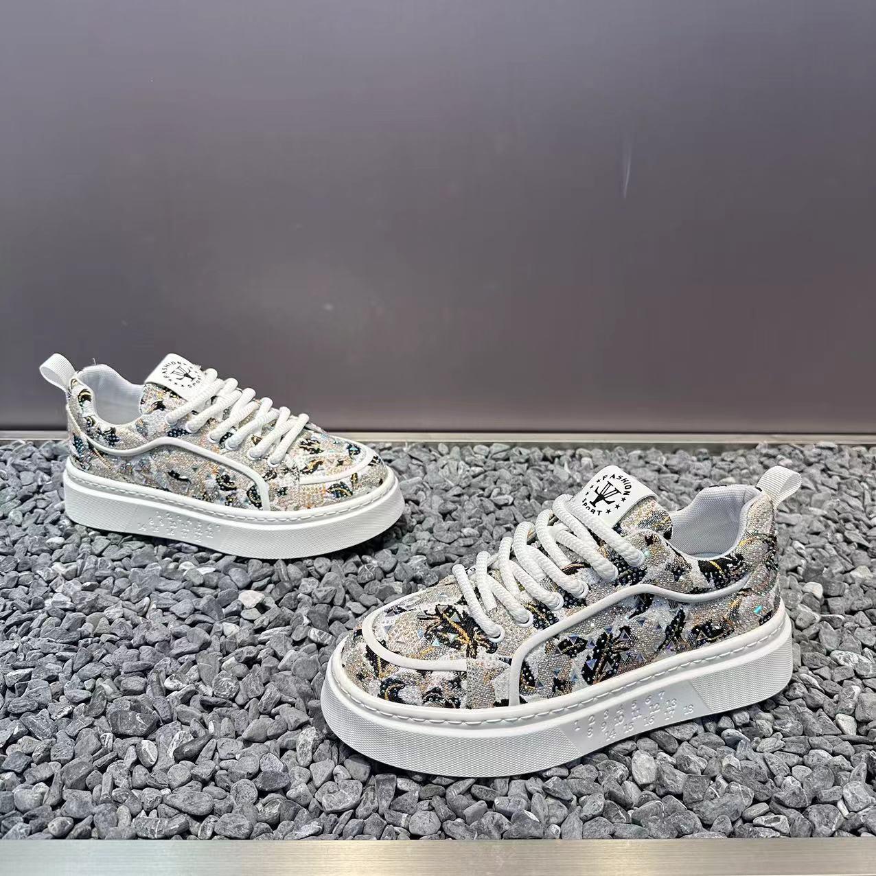 Rhinestone Height Increasing Casual Shoes