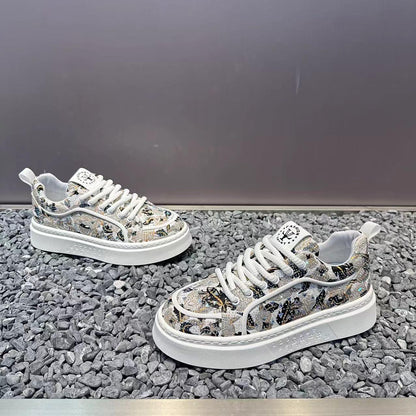 Rhinestone Height Increasing Casual Shoes