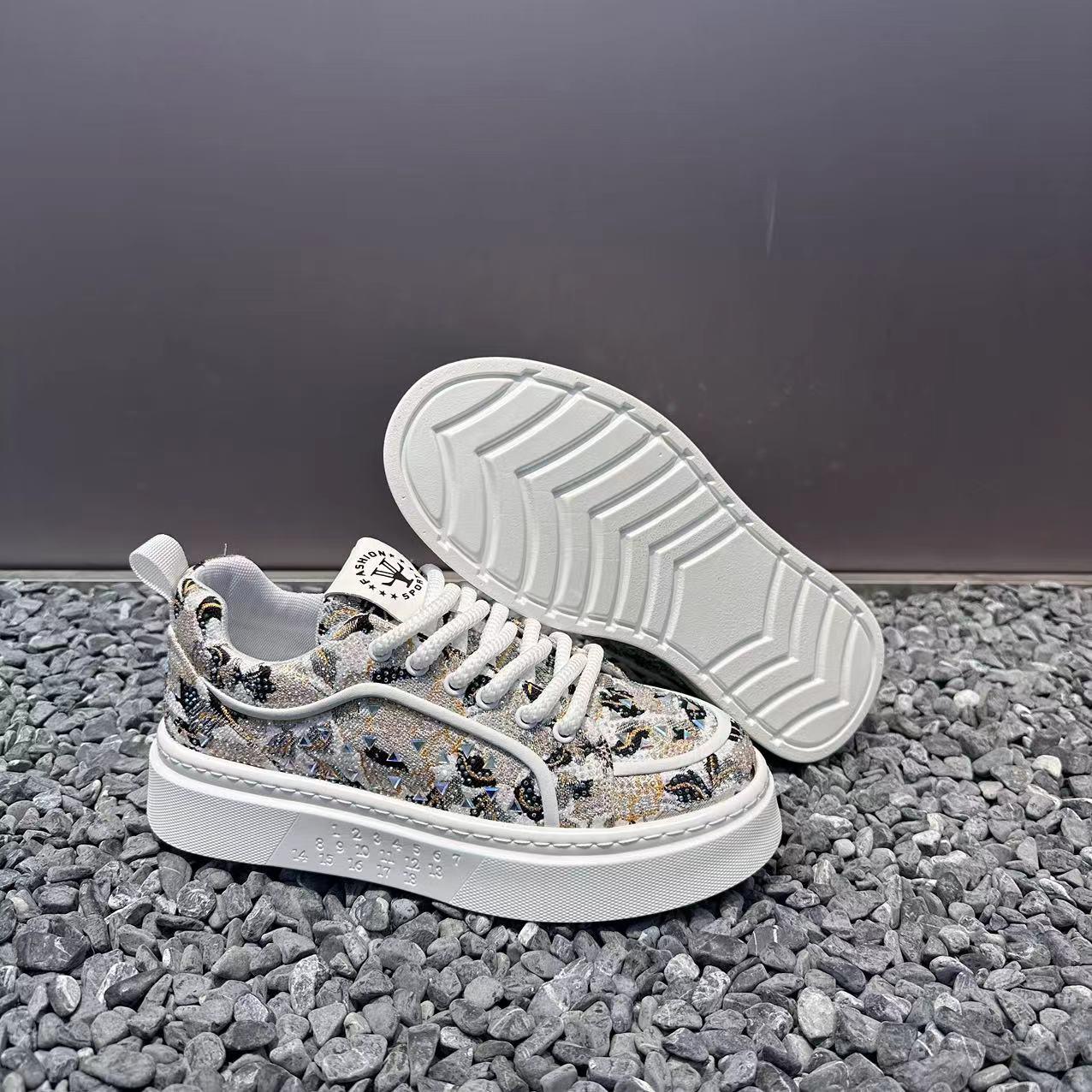 Rhinestone Height Increasing Casual Shoes