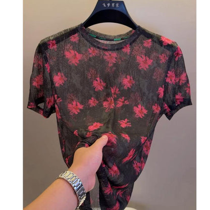 Sheer Breathable Flower T-shirt