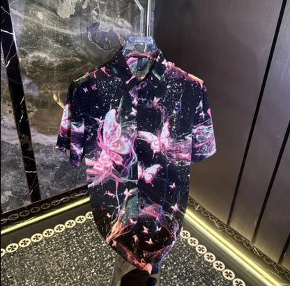 Purple Butterfly Print Shirt