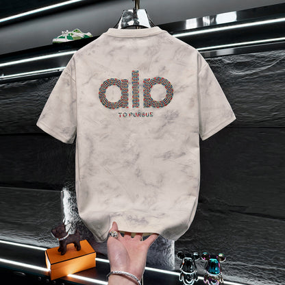 Embroidered letter crew neck short sleeve